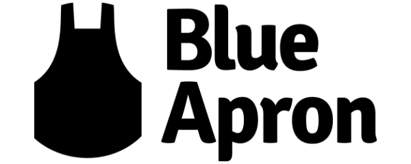 Blue Apron logo featuring a cooking apron icon next to the brand name in a clean and modern font